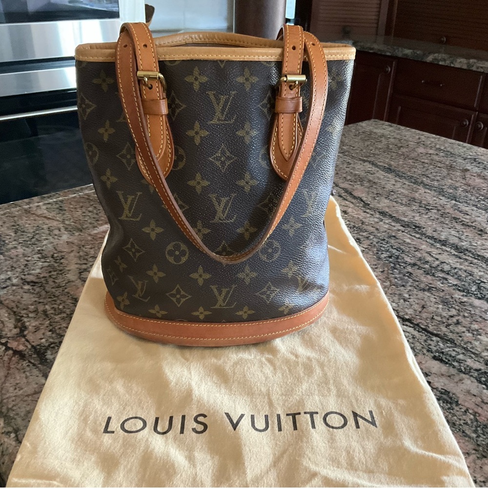 Louis Vuitton Vintage Brown PM MonogramTote with Vachetta Leather